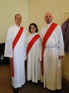 Die Diakone und die Diakonin vor der Weihe